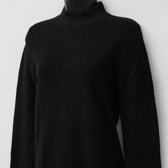 NWT LUNYA Black Waffleknit Mock Turtleneck Sweater - Picture 2 of 5